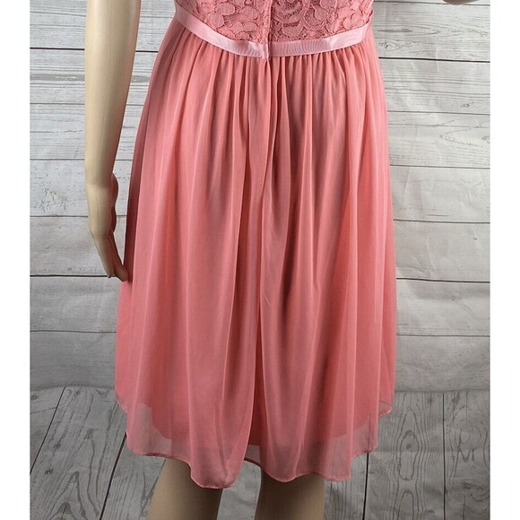 NWT David's Bridal Halter Dress Size 8 Parfait Pink Lace Bodice Chiffon Skirt - Picture 11 of 12